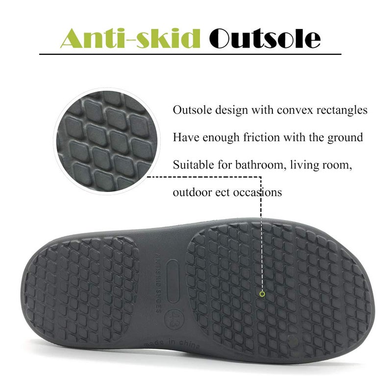 FUNKYMONKEY Mens Bathroom Shower Slippers Indoor Home Beach Non Slip Sandal (9 M US, Grey) - Image 4